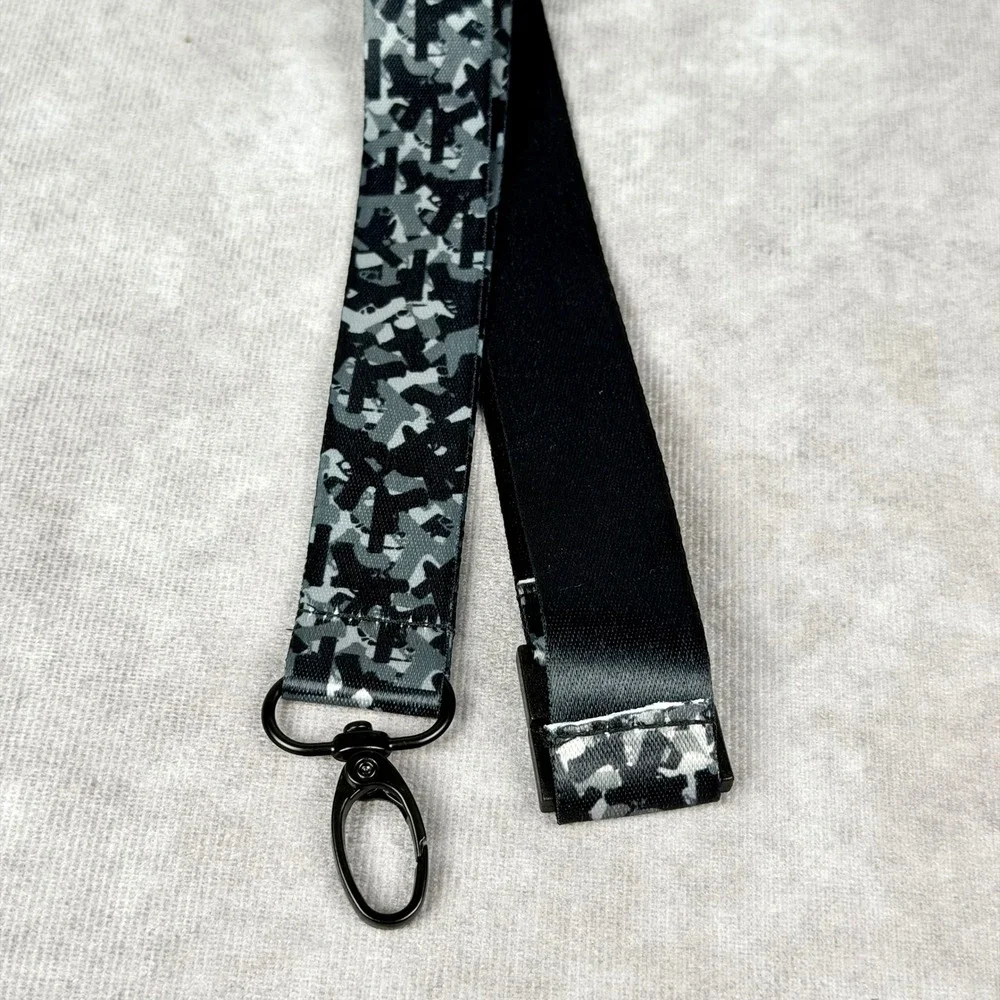 Glock Perfection Lanyard Grey Black Camo Silhouette Neck Strap Key Chain Clip